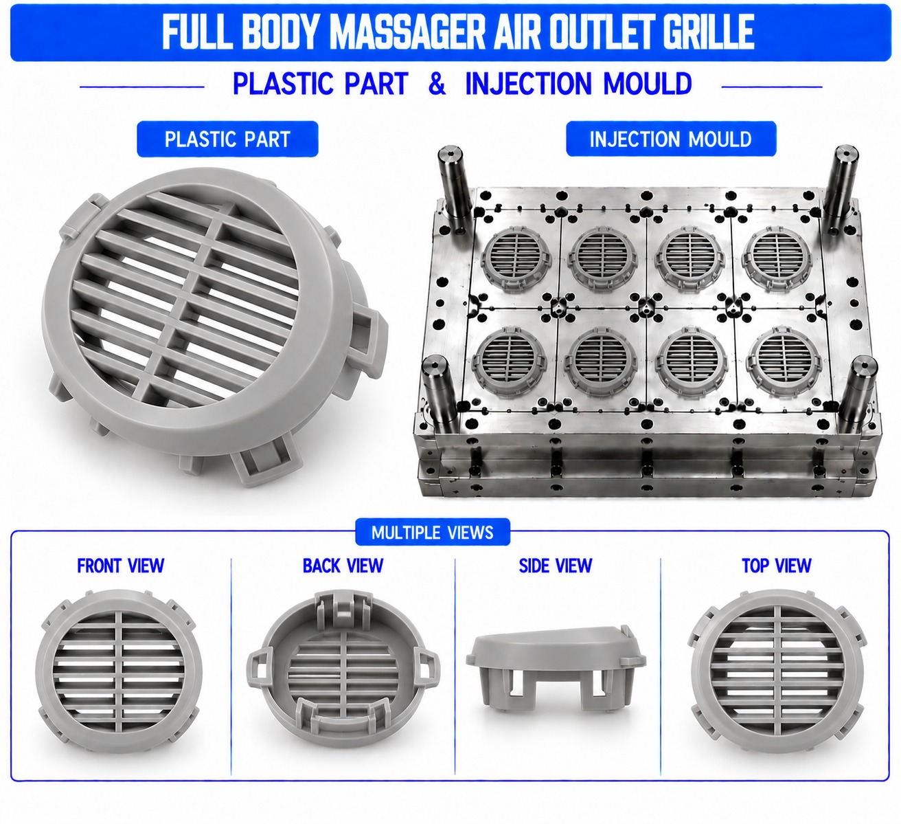 Full Body Massager Plastic Air Outlet Grille Mould and Moulding Services